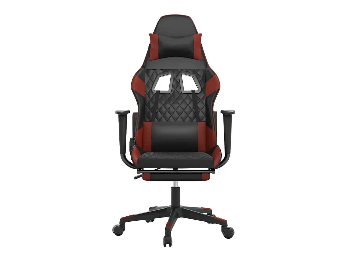 Cadeira gaming massagem + apoio couro art. preto/vermelho tinto