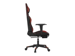 Cadeira gaming massagem + apoio couro art. preto/vermelho tinto