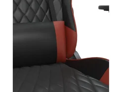 Cadeira gaming massagem + apoio couro art. preto/vermelho tinto