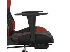 Cadeira gaming massagem + apoio couro art. preto/vermelho tinto