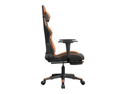 Cadeira gaming massagem c/ apoio pés couro artif. preto/laranja