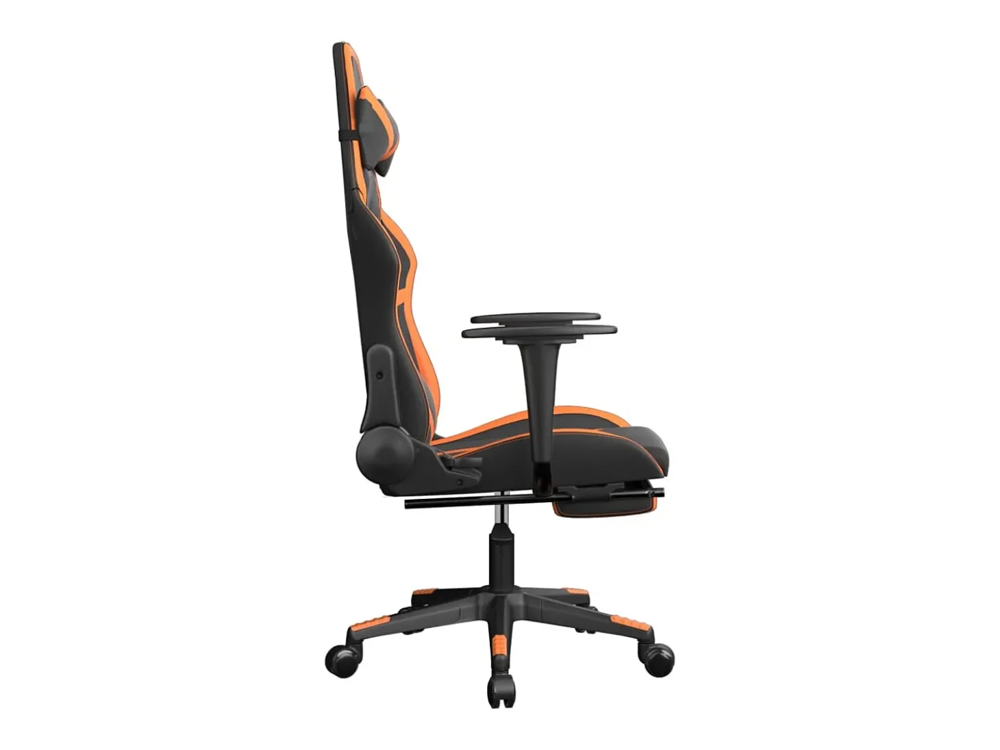 Cadeira gaming massagem c/ apoio pés couro artif. preto/laranja