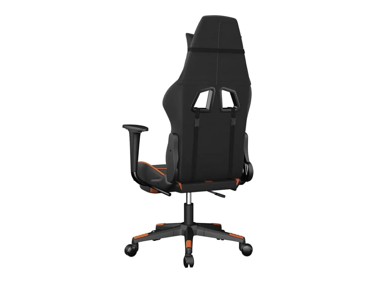 Cadeira gaming massagem c/ apoio pés couro artif. preto/laranja