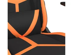 Cadeira gaming massagem c/ apoio pés couro artif. preto/laranja