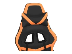 Cadeira gaming massagem c/ apoio pés couro artif. preto/laranja