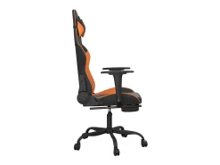 Cadeira gaming massagem c/ apoio pés couro artif. preto/laranja
