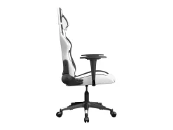Cadeira gaming massagens couro artificial branco e preto