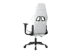 Cadeira gaming massagens couro artificial branco e preto