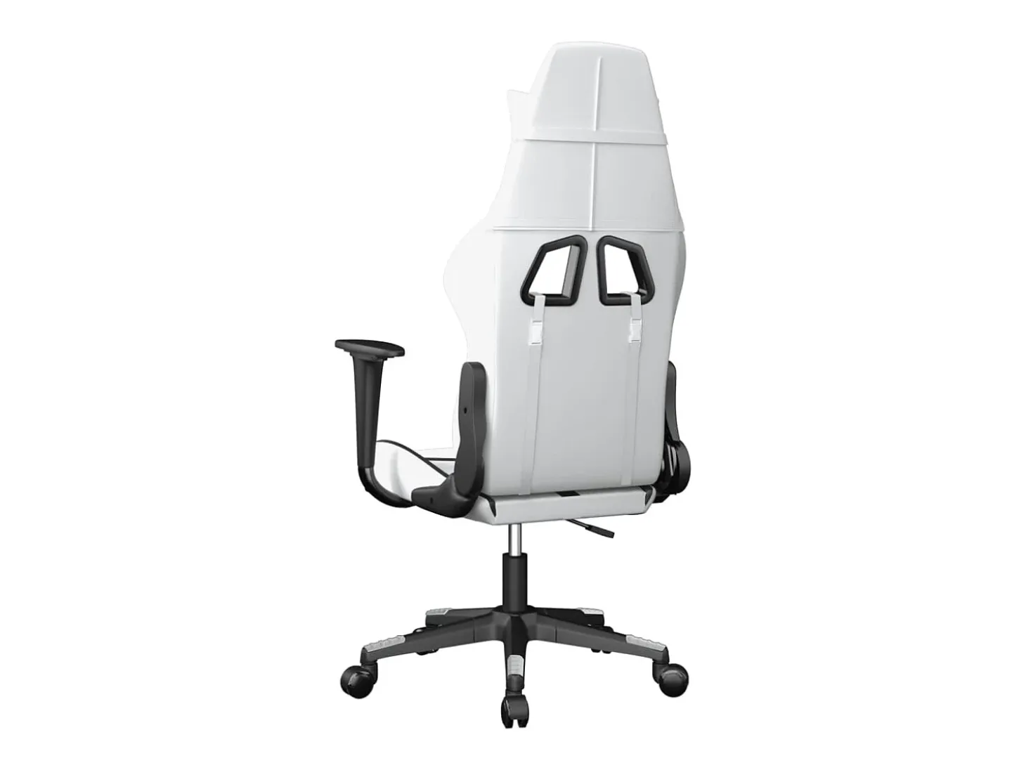 Cadeira gaming massagens couro artificial branco e preto