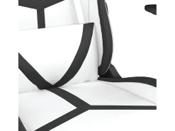 Cadeira gaming massagens couro artificial branco e preto
