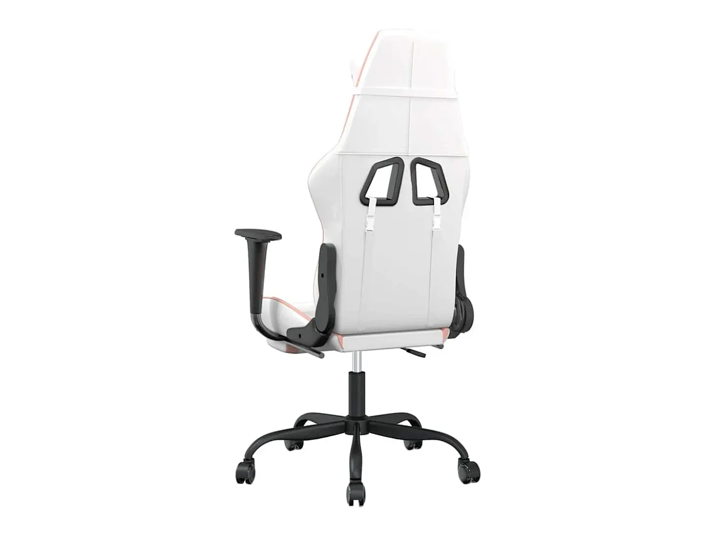 Cadeira gaming massagens c/ apoio pés couro artif. branco/rosa