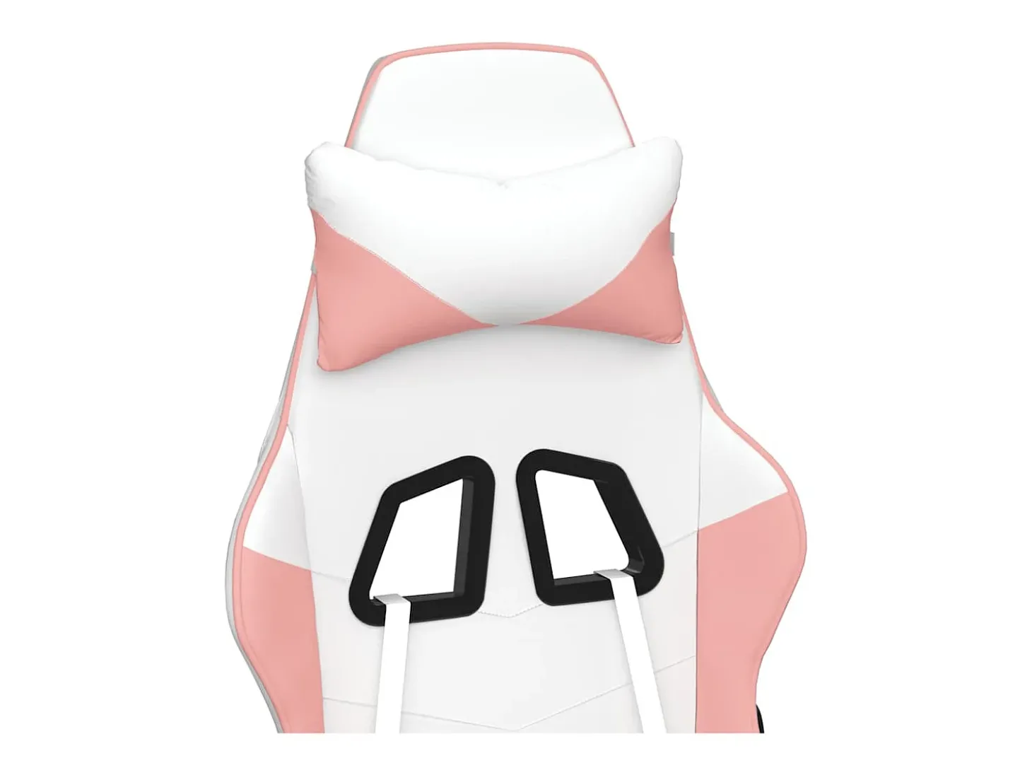 Cadeira gaming massagens c/ apoio pés couro artif. branco/rosa