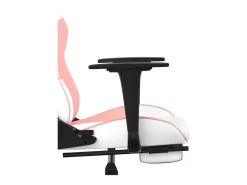 Cadeira gaming massagens c/ apoio pés couro artif. branco/rosa