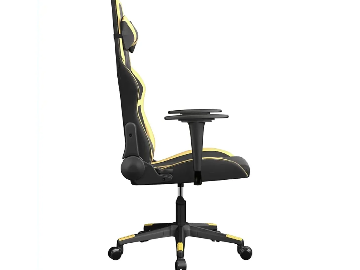 Cadeira gaming massagens couro artificial preto e dourado