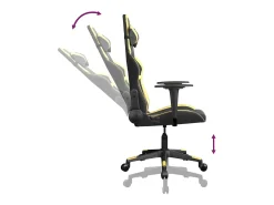 Cadeira gaming massagens couro artificial preto e dourado