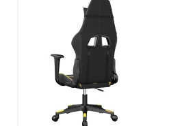 Cadeira gaming massagens couro artificial preto e dourado