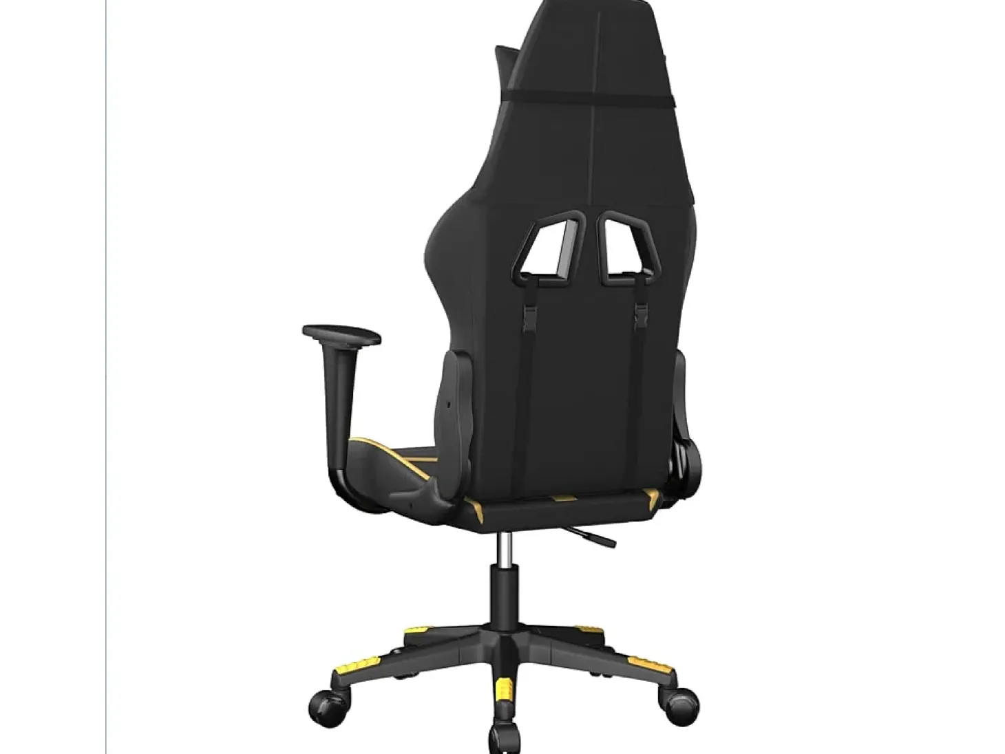 Cadeira gaming massagens couro artificial preto e dourado