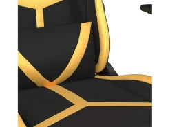 Cadeira gaming massagens couro artificial preto e dourado