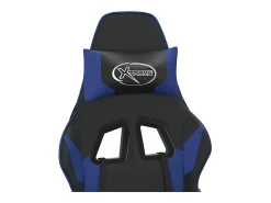 Cadeira gaming massagens c/ apoio pés couro artif. preto/azul