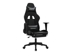 Cadeira gaming massagens c/ apoio pés couro artif. preto