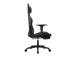 Cadeira gaming massagens c/ apoio pés couro artif. preto