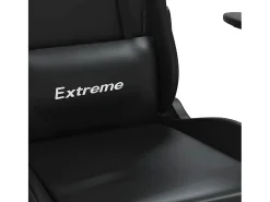 Cadeira gaming massagens c/ apoio pés couro artif. preto