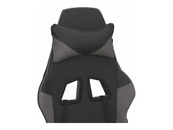 Cadeira gaming massagens c/ apoio pés couro artif. preto/cinza