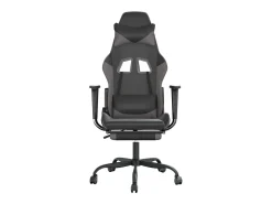 Cadeira gaming massagens c/ apoio pés couro artif. preto/cinza
