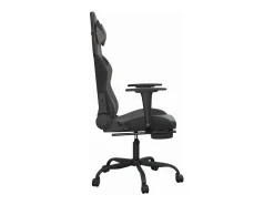 Cadeira gaming massagens c/ apoio pés couro artif. preto/cinza