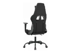 Cadeira gaming massagens c/ apoio pés couro artif. preto/cinza