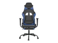 Cadeira gaming massagens c/ apoio pés couro artif. preto/azul