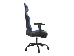 Cadeira gaming massagens c/ apoio pés couro artif. preto/azul