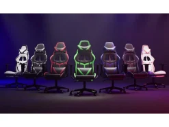 Cadeira gaming massagens c/ apoio pés couro artif. preto/verde