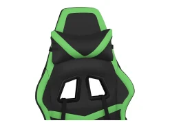 Cadeira gaming massagens c/ apoio pés couro artif. preto/verde
