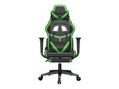 Cadeira gaming massagens c/ apoio pés couro artif. preto/verde