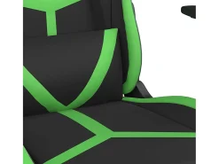 Cadeira gaming massagens c/ apoio pés couro artif. preto/verde