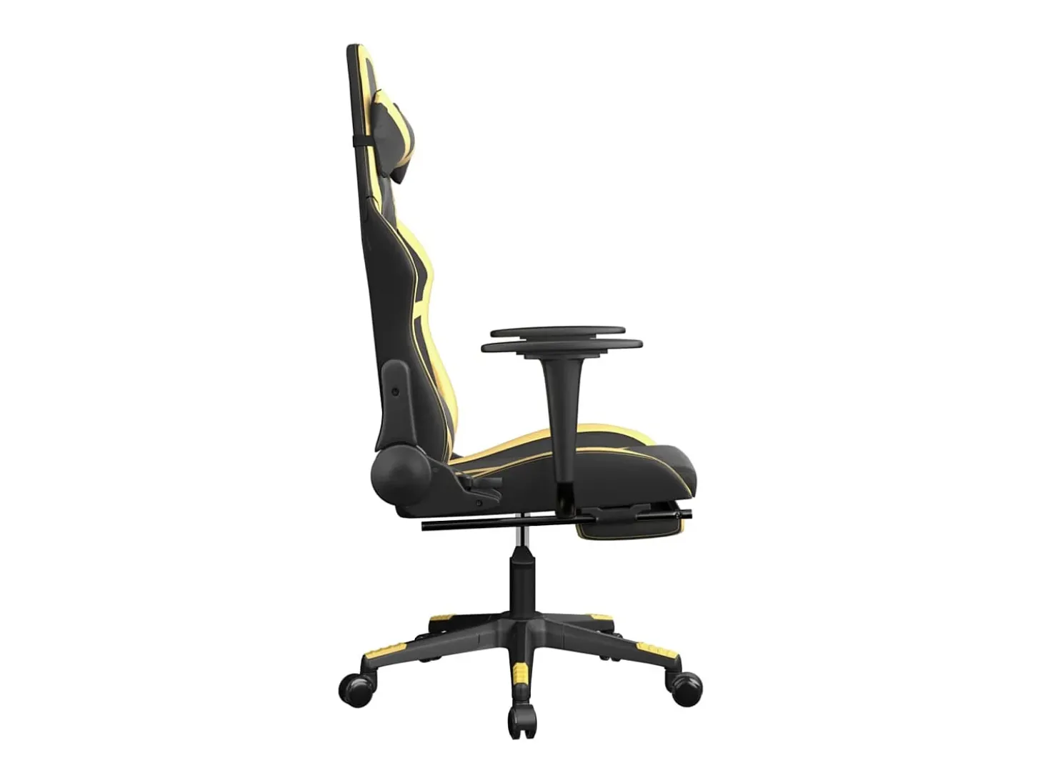 Cadeira gaming massagens c/ apoio pés couro artif. Ouro/Preto