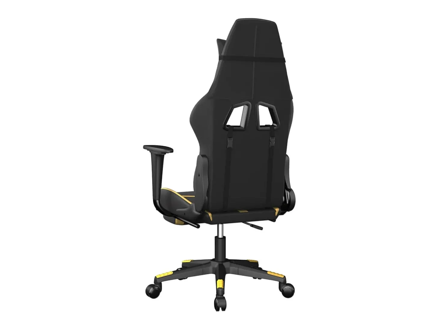Cadeira gaming massagens c/ apoio pés couro artif. Ouro/Preto