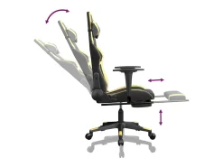Cadeira gaming massagens c/ apoio pés couro artif. Ouro/Preto