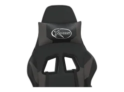 Cadeira gaming massagens c/ apoio pés couro artif. preto/cinza