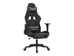 Cadeira gaming massagens c/ apoio pés couro artif. preto/cinza