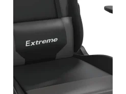 Cadeira gaming massagens c/ apoio pés couro artif. preto/cinza