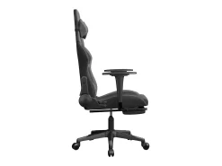 Cadeira gaming massagens c/ apoio pés couro artif. preto/cinza