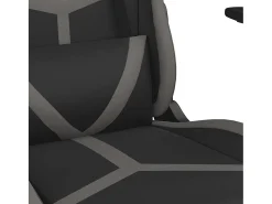 Cadeira gaming massagens c/ apoio pés couro artif. preto/cinza