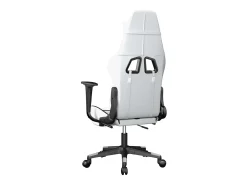 Cadeira gaming massagens c/ apoio pés couro artif. Branco/preto