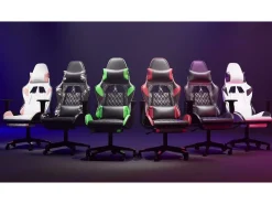 Cadeira gaming massagens c/ apoio pés couro artif. preto/verde