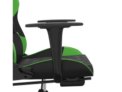 Cadeira gaming massagens c/ apoio pés couro artif. preto/verde