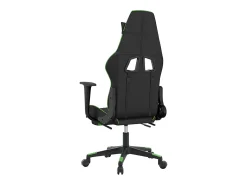 Cadeira gaming massagens c/ apoio pés couro artif. preto/verde