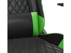 Cadeira gaming massagens c/ apoio pés couro artif. preto/verde