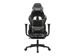 Cadeira gaming massagens apoio pés couro artif preto/camuflagem